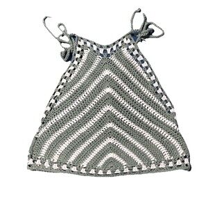 Sans Souci Women's M/L Crochet Halter Top Festival Boho Knit Versatile Strap